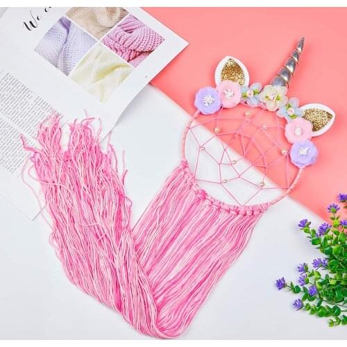 Bignosed Girl Heart Unicorn pink Dream Catcher 33 inch 80CM long National Feather Ornaments Lace Ribbons Feathers Dreamcatcher