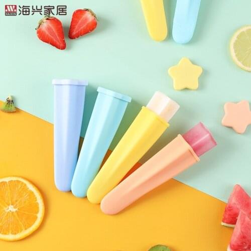 Household 4-Piece Food-Grade Soft Silicone Ice Cream Molds, Childrens DIY Dessert Tool, Easy to Make Popsicles in Summer