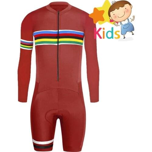 One Piece Childrens Trisuit Pro Triathlon Suit Cycling Suit for Kids Running Trisuit Bike Long Sleeve Bicycle Suit Skinsuit