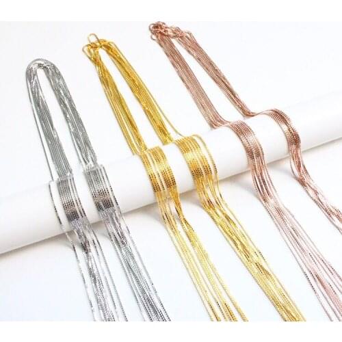 S925 Sterling Silver Box Design Chain in Silver/Gold/Rose Gold Color Italian Box Chain silver Necklace 6Pcs/Lot