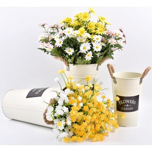 Home Flower Bucket Decor Flower Shop Metal Bucket Iron Hemp Rope Flower Bucket Desktop Plant Pot Adornment