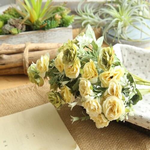 European Style Wild Rose Bouquet Simulation Flower Home Furnishing Decoration Hand Flower Road Decorated Wall Artificial Flower