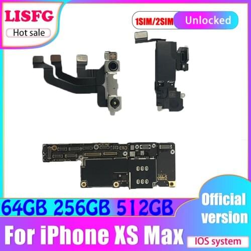 Good Working For iPhone XS MAX Motherboard FACE ID Unlocked for iPhone XS MAX Logic Board with System 1/2 SIM card Motherboard