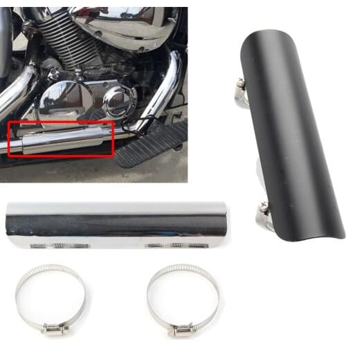 Black Chrome Motorcycle Curved Exhaust Muffler Pipe Heat Shield Cover Guard Protector Universal for Honda Shadow For Harley