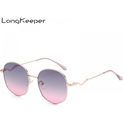 LongKeeper Irregular Sunglasses Women Brand Designer Gradient Lens Sun Glasses Vintage Metal Frame Glasses Shades UV400 Gafas