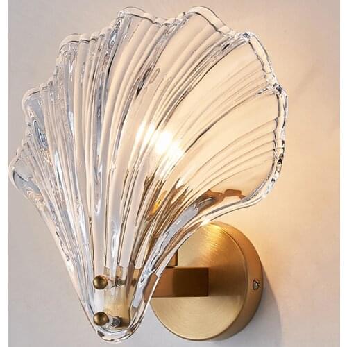 Minimalist Modern Crystal Shell Shape Wall Lamp For Bedroom Study Living Room Bedsides Led Home Lighting Fixtures