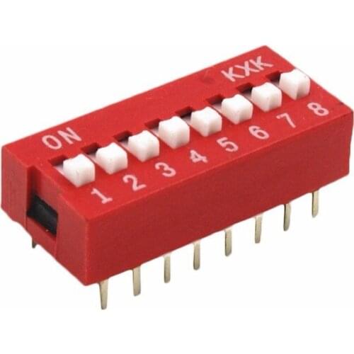 100PCS Slide Type Switch Module 2.54mm 8-Bit 8 Position Way DIP Red Pitch