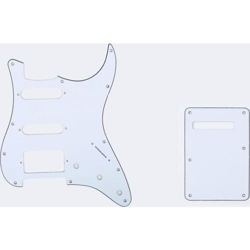 Musiclily SSH 11 Hole Strat Guitar Pickguard and BackPlate Set for Fender USA/Mexican Standard Strat Style, 3Ply White