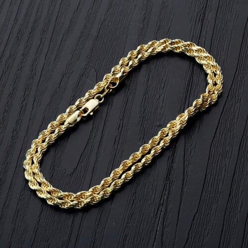 925 silver 3MM Wide twist chain Rope Chain Necklace Gold Silver For Men Women Hip Hop Jewelry