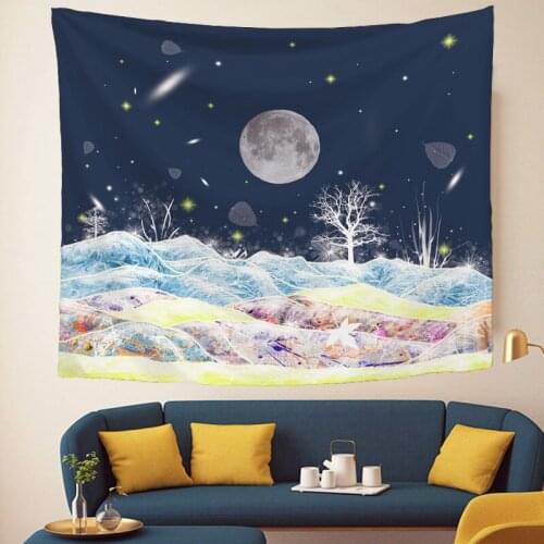 Abstract mountain wall hanging Hippie Tapestries Psychedelic artical moon Wall carpet black Abstract art gobelin Home Decor new