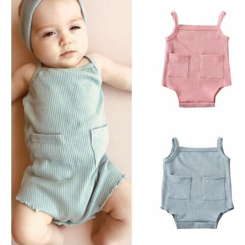 NEW Newborn Baby Rompers Summer Girl ​Sleeveless ​Pocket Jumpsuit ​Clothes One-piece Romper Outfit 0-18 Months