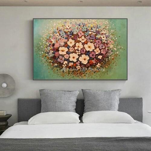 Free Shipping High Quality Flowers Of Every Kind Are In Bloom Abstract Oil Painting Picture Hand Printed On Canvas 50x70cm