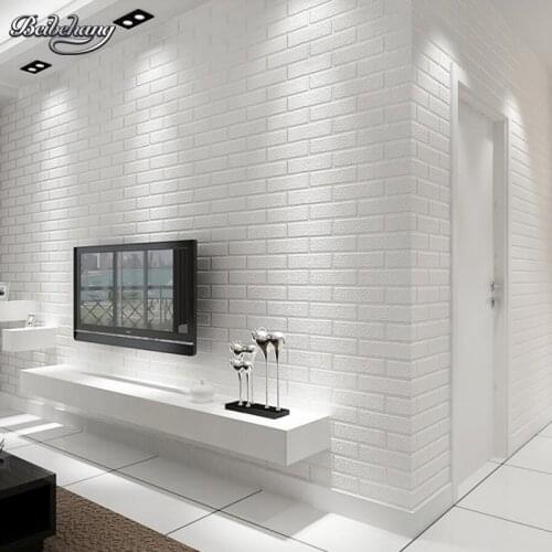 Beibehang White brick wall bedroom dining room wallpaper modern 3D wallpaper home decoration wallpaper for walls 3 d behang