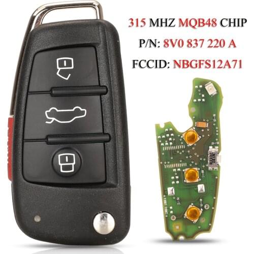 Kutery Original Remote Smart Car Key For Audi A3 S3 2013-2019 DE 8V0837220A BGFS12A71 5FA010780-20 MQB48 Chip 315Mhz 4Buttons