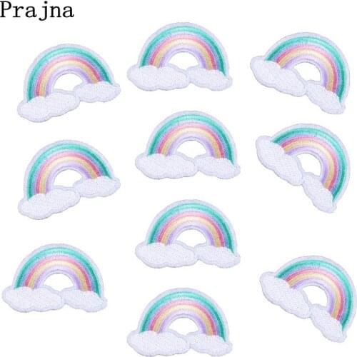 Prajna 1 PCS Rainbow Parches Embroidery Iron On Patches For Clothes Sewing Patch Clothing Stickers DIY Motif Applique Badges