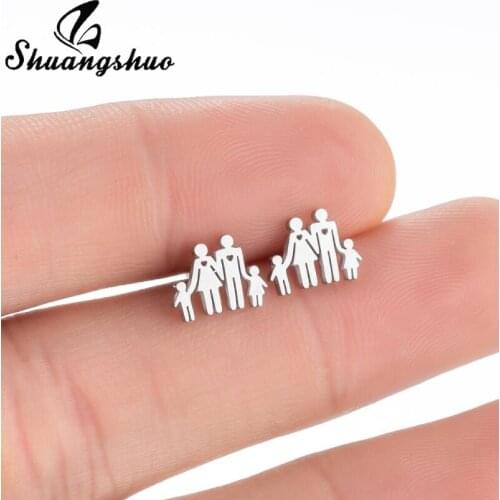 New Creative Stud Earrings Fashion Mum Dad Boy Girl Shaped Stainless Steel Earring for Women Family Jewelry 2021 New Year Gifts