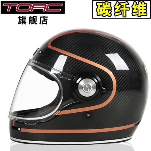 Torc carbon fiber helmet full face helmet cover retro helmet men and women motorcycle personality cool locomotive