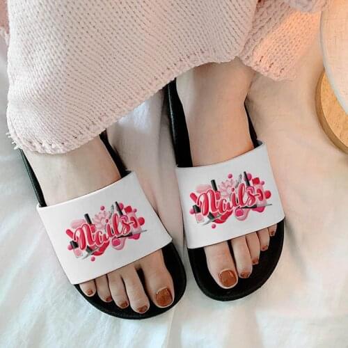 2021 women slippers Nail polish pattern Kawaii Non-slip Slides Comfortable Open Toe Flip Flops for Female flip flops female