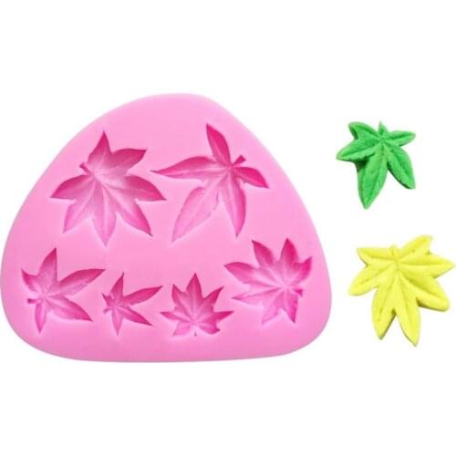 Silicone Mold Kitchen Cake Mold Maple Leaf Shaped 6-Cavities DIY Reusable Fondant Mold for Baking Cake Decorating Tools