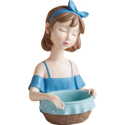 Nordic Home Decoration Resin Fruit Plate Girl Sculpture Living Room Decoration Sculpture Modern Art Living Room Decoration Gifts