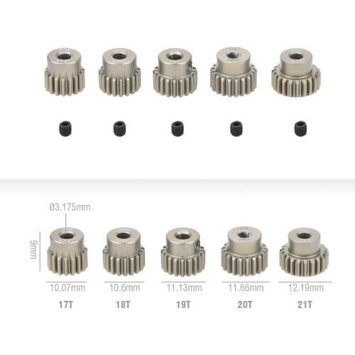 SURPASS HOBBY 5Pcs 32/48DP 3.175mm 12T 13T-17T 18T 19T 20T 21T 22T 23T 24T 25T Metal Pinion Motor Gear Set for 1/10 RC Car Truck