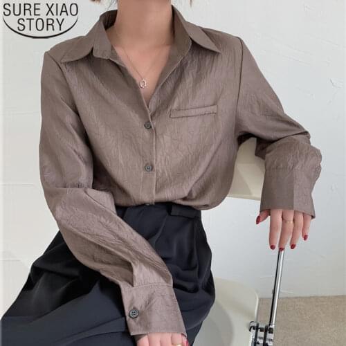 Temperament Blouse Women Hong Kong Style Shirt Office Lady 2021 New Vintage Bottoming Shirt Loose Casual Tops Blusas Mujer 13164
