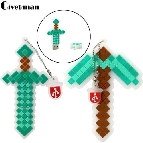 Pendrive Cartoon Game Diamond Sword USB Flash Drive 256GB Thumdrive 128GB Cle USB Memoria Stick 8GB 16GB 32GB 64GB USB Pen Drive