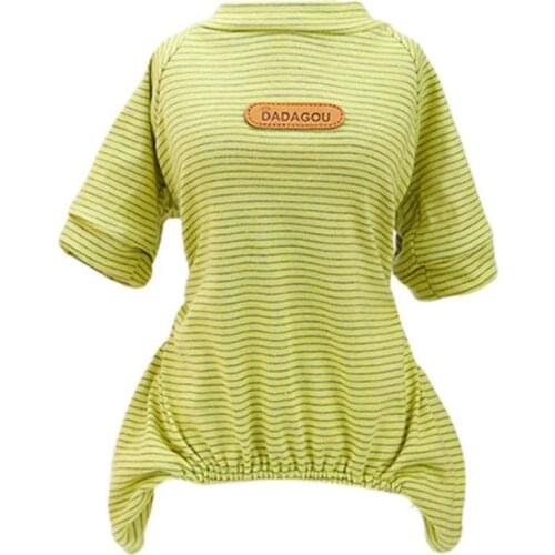 Pet Dog Jumpsuit Stripe Pajama Puppy Household Clothes Soft Breathable Cotton Skin-Fitting Dogs Cat Costumes