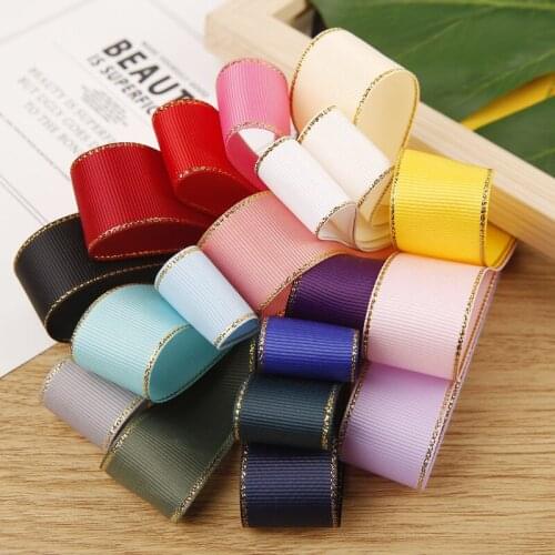 1" 25MM 1/2" 38MM Double-Sided Glitter Gold Edge Grosgrain Ribbon Materials DIY Crafts Hair Bow Party Gift Handmade Accessories