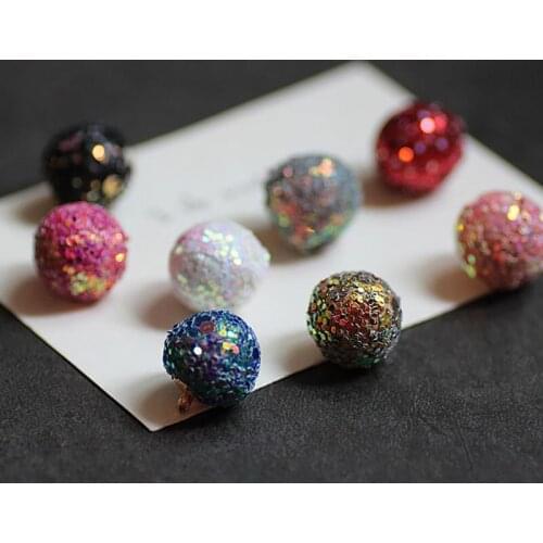 10pcs Fashion Korean Mermaid Tears Beads Ball Earrings for Women Bracelet Trendy Round Metal pendant Diy Accessories Jewelry