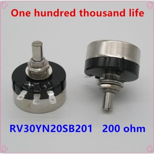 2pcs RV30YN20S B201 3W , 200 ohm Adjustable Resistance of Single Ring Carbon Film Potentiometer