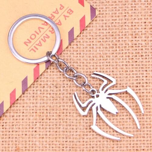 20pcs New Fashion Keychain 38*29 mm spider halloween Pendants DIY Men Jewelry Car Key Chain Ring Holder Souvenir For Gift