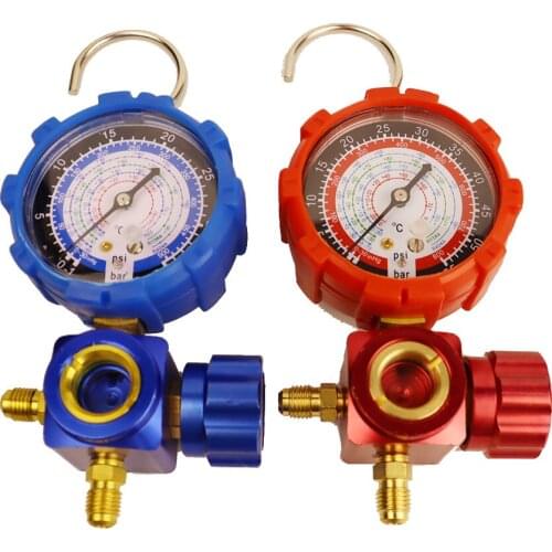 2021 Air Condition Gauge For R410A R22 R134a R404A Refrigerants Manifold Gauge Manometer Valve 800psi/500psi with Visual Mirror