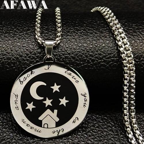 2021 Fashion Couple I Love You To Moon The Back Enamel Stainless Steel Pendant Necklace Women Jewelry bisuteria mujer N186733
