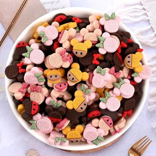 30Pcs Cartoon Cookies Planar Resin Ornament DIY Hairpin Earring Nail Art Crafts Accessories Flat Back Resin Decor Patch Applique