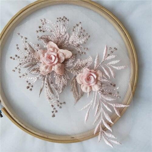 3D Flower lace appliuque medallions laces motif for dresses DIY color laces flowers