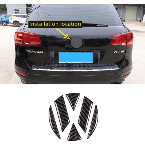 6pcs Real Soft Carbon Fiber 3D Sticker Exterior Decoration Rear Tail Door Logo for Volkswagen Touareg 2011-18 Models Accessories
