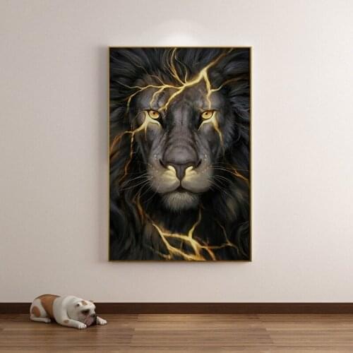 Black and White Lion Animal Canvas Painting Posters and Prints Wall Art Wild Animals Pictures for Living Room Bedroom Decor