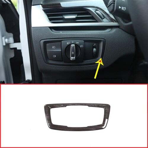 Black Wood Grain For BMW X1 F48 2016-2019 ABS Head light Headlight Switch Button Cover Trim Car Accessories For BMW X2 F47 2018