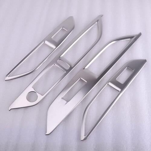 CITALL Silver 4pcs Car Window Lift Switch Control Panel Frame Cover Trim Fit for Peugeot 3008 GT 5008 GT 2017 2018 Accessories