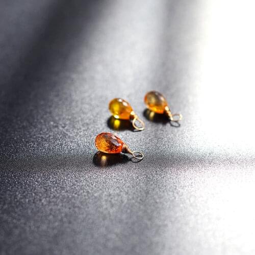 DAIMI Faceted Sapphire Pendant Necklace 14K Gold Injection Genuine Gemstones Clavicle Chain Pendant Female