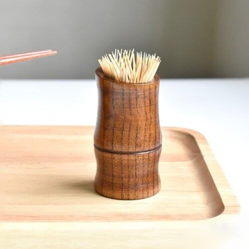 Wooden Toothpick Box Kitchen Can Tube Imitation Bamboo
