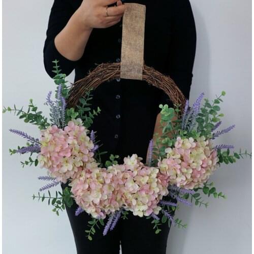 Artificial Hydrangea Eucalyptus Wreath Indoor Outdoor Home Wedding Decoration Wall And Window Natural Wreath
