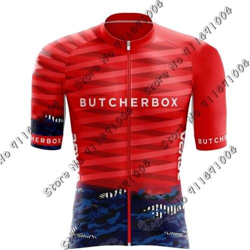Team Butcherbox 2021 Cycling Jersey Short Sleeve Clothing Mens Summer Road Bike Shirts Bicycle Tops MTB Outdoor Sports Maillot