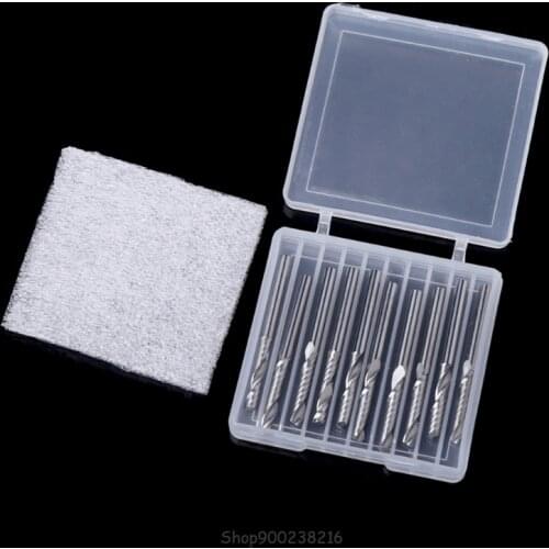 10 Pcs 1/8\" Single Flute Carbide Spiral Flat Nose End Mill CNC Router Bits 17mm CEL Au29 20 Dropship