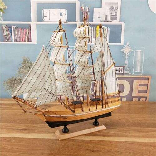 Creative home small household items home family living room retro decoration Wooden sail decoration Mediterranean style model