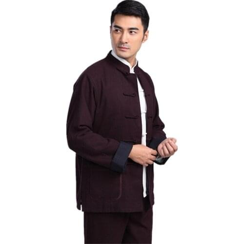 New Arrival Chinese Mens Wool Jacket Autumn Winter Thick Outwear Mandarin Collar Kung Fu Coat M L XL XXL XXXL