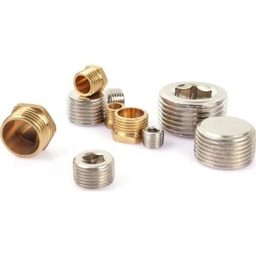 Copper 1/8" 1/4" 3/8" 1/2" 3/4" Male Thread Brass Pipe Hex Head End Cap Plug Fitting Coupler Connector Adapter