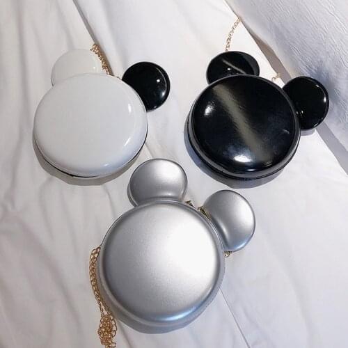 Mini Mouse Ear Women Bags Soft jelly bag Shoulder Diagonal Bag Casual Fashion Girl PVC Small Round Candy Bag Birthday Gift BG107