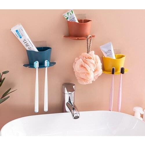 Multifunction Wall Mounted Toothbrush Holder Toothpaste Storage Rack Self Shaver Tooth Brush Dispenser Bathroom Organizer